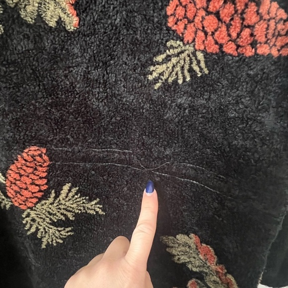 Black Mountain Vintage Black Pine Cone Print Bungee Zip Up Fleece Jacket - Picture 7 of 8